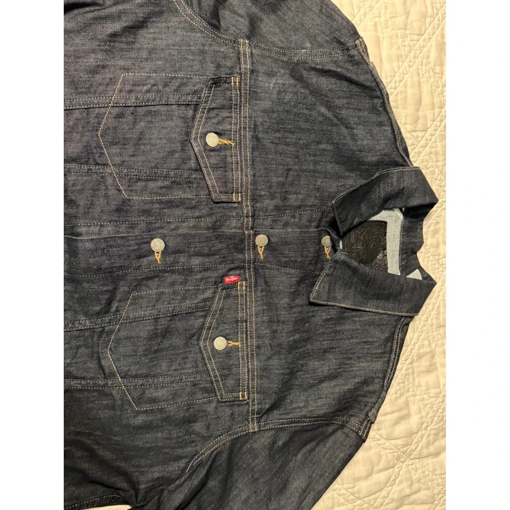 Levis Trucker Jacket Mens XXL Dark Indigo Denim Button Up Coat 70777-0001